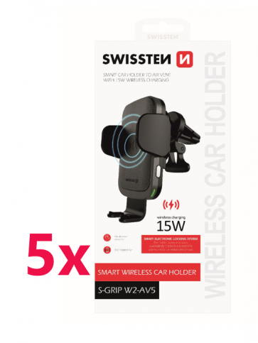 5X SWISSTEN Car Holder With Wireless Charger S-Grip W2-AV5