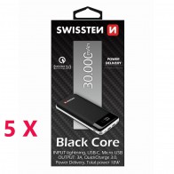 5 x SWISSTEN BLACK CORE POWER BANK 30.000 mAh